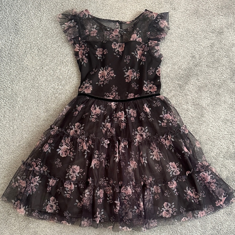 Zunie Black and Pink Floral Girls’ Dress